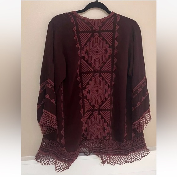 Johnny Was Renee Lace Blouse Top Small Color Black Plum V Neck Embroidered - Picture 11 of 13